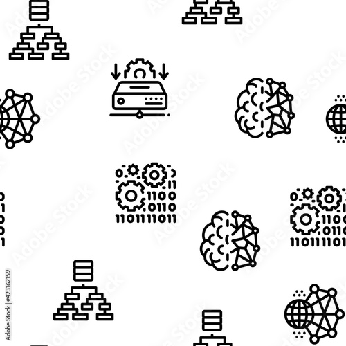 Machine Learning Ai Seamless Pattern Vector