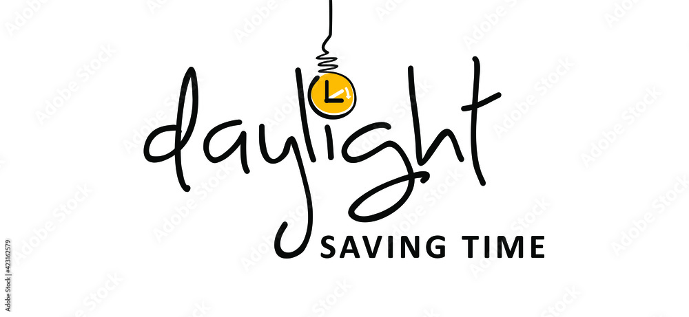 Slogan daylight saving time Concept. Summertime sign.  Fun vector clock switch icon. Forwards. Standard clocks summer time  or winter time ( summertime or wintertime ).