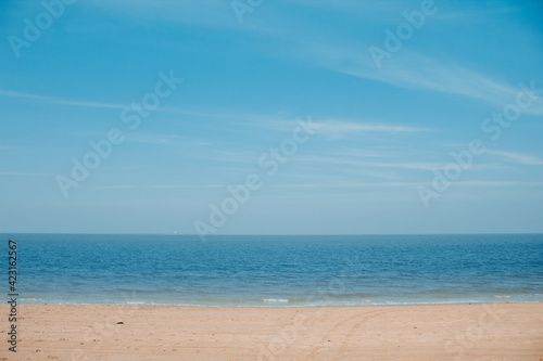 View of the beach at Beyt Dwarka in Gujarat, India. Summer travel background with copy space, Space for text © Shiv Mer