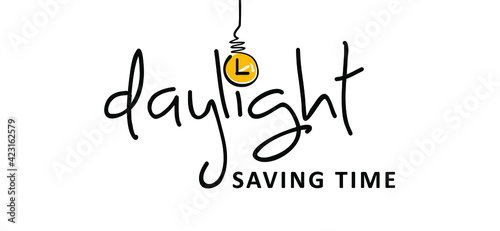 Slogan daylight saving time Concept. Summertime sign.  Fun vector clock switch icon. Forwards. Standard clocks summer time  or winter time ( summertime or wintertime ).