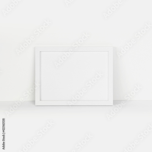 White photo frame on white background