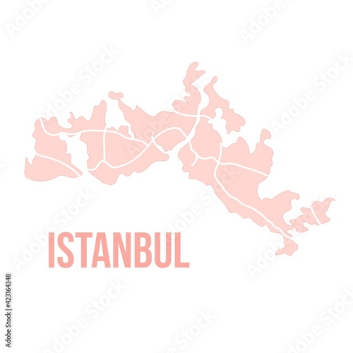 Istanbul Constantinopol map silhouette administrative division  vector map isolated on white background. boundary map with streets. High detailed illustration