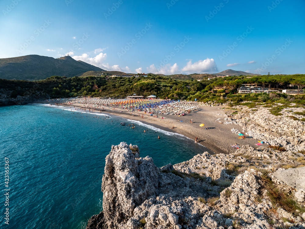 Fototapeta premium Capogrosso beach on the Tyrrhenian Sea near Marina di Camerota. Salerno, Campania, Italy