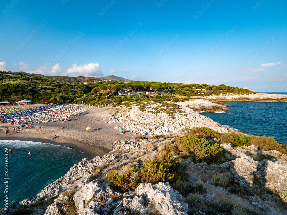 Capogrosso beach on the Tyrrhenian Sea near Marina di Camerota. Salerno, Campania, Italy
