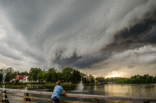 Dark storm clouds in Aluksne, Latvia photo