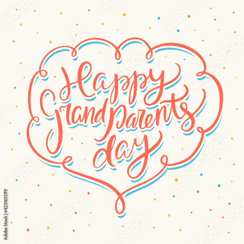  Happy grandparents day. Greeting card. Vector handwritten lettering.