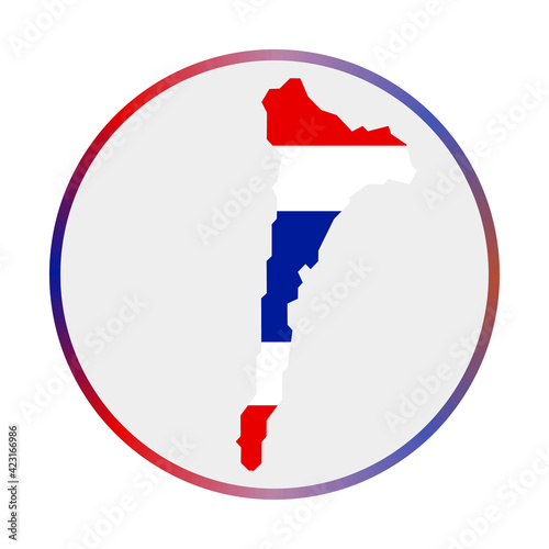 Ko Samet icon. Shape of the island with Ko Samet flag. Round sign with flag colors gradient ring. Appealing vector illustration.