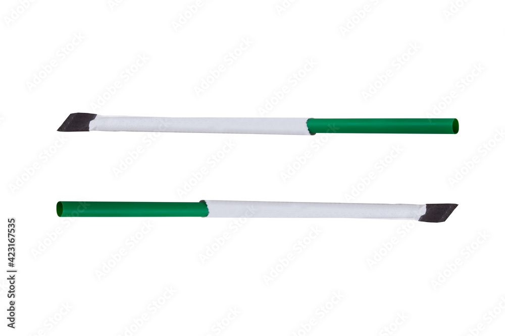 Set of Green drinking straws isolated on white background Set of Green drinking straws isolated on white background