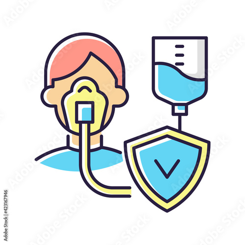 Critical illness insurance RGB color icon. Covering health conditions. Medical emergencies costs. Strike, cancer. Critical illness payout. Lump sum cash payment. Isolated vector illustration