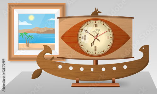 Table clock (ancient egyptian galley stylization)