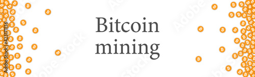 Orange Bitcoin mining confetti border.