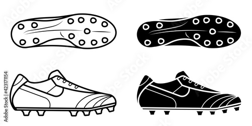 pair of classic soccer, football boot, spiked sneaker icon. Isolated vector on white background