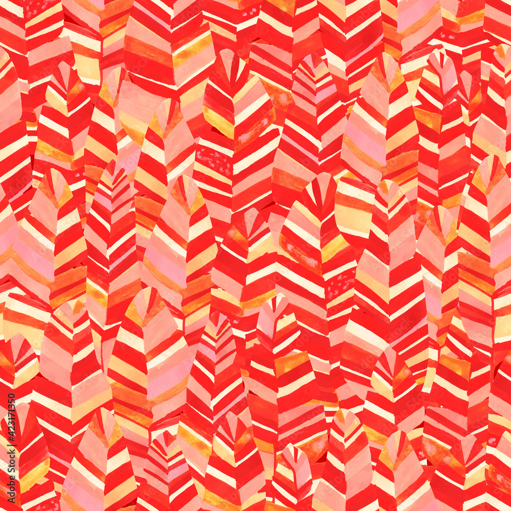 striped leaves seamless  pattern background. ornament for fabrics, wallpapers, packaging and textiles.