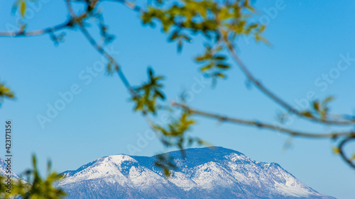 Beautiful view of snow-covered mountains   photo