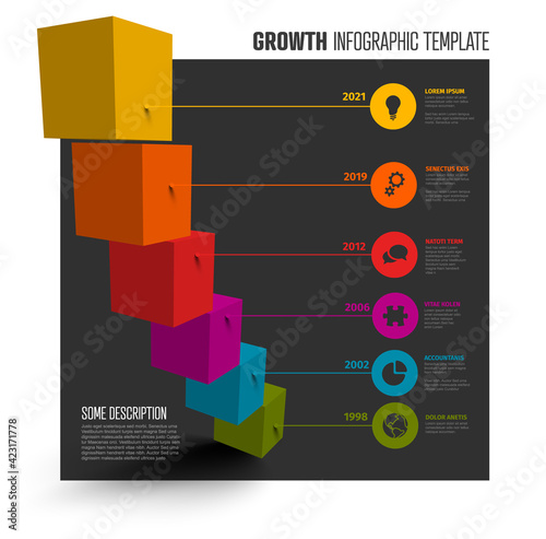 Vector colorful multipurpose Infographic template with cubes, pins and bars