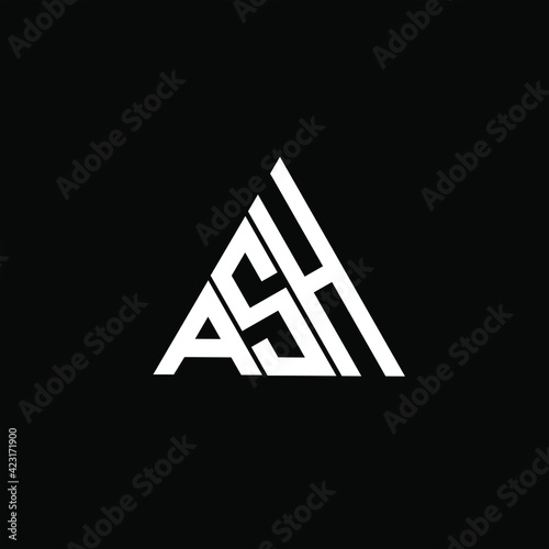 A S H letter logo creative design on black color background. ASH icon