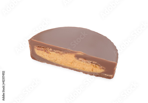 Cut delicious peanut butter cup isolated on white