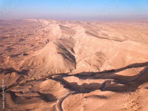 Aerial view of the Big Crater (HaMakhtesh HaGadol), Israel.