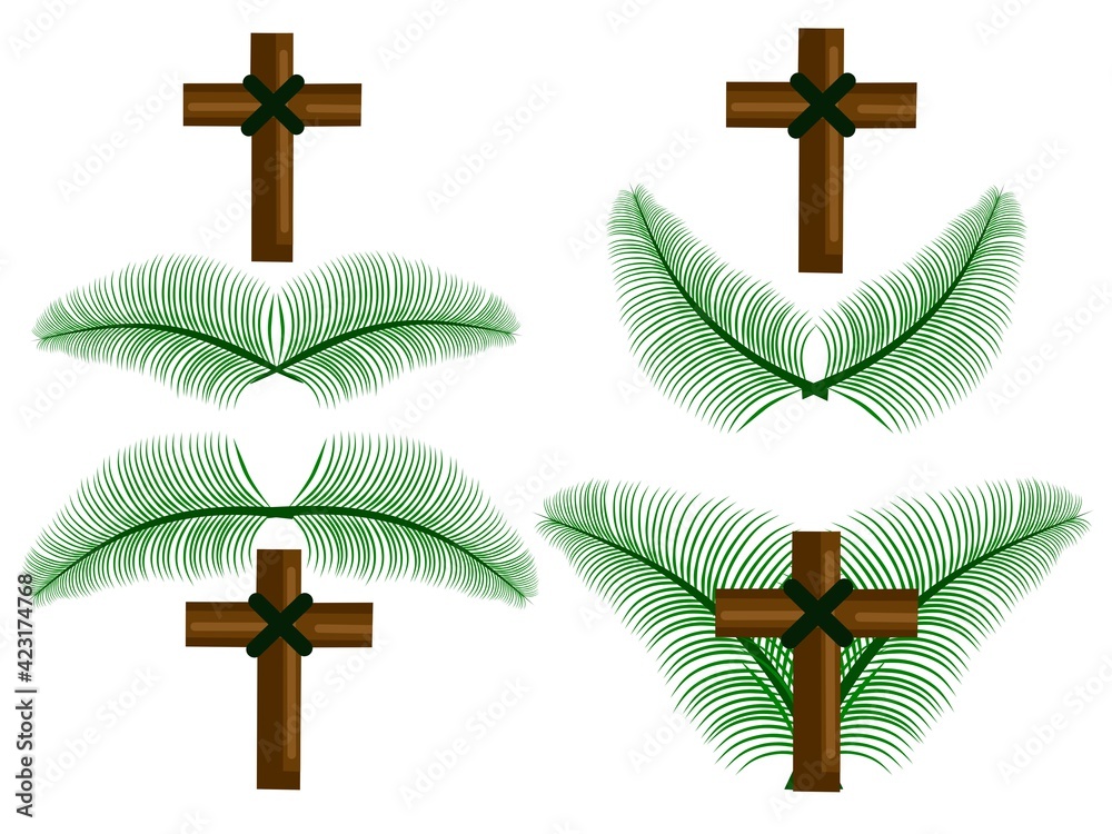 Set of icon Palm Sunday