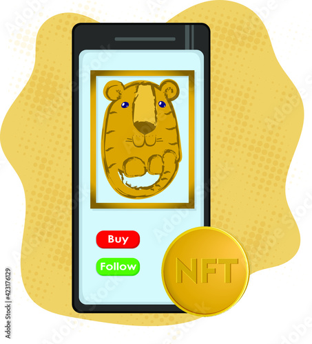 Online art sales market in interne. NFT non fungible tokens. NFT crypto art