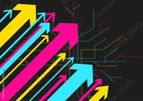 arrows moving forward dark background