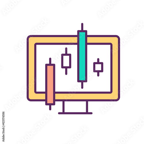 Market volatility RGB color icon. Economic developments. Trading price variations. Financial instrument. Statistical measure. Financial returns modeling and forecasting. Isolated vector illustration