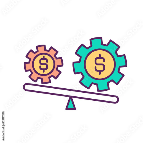 Market instability RGB color icon. Inflation. Change in asset price. Economy in unstable environment. Increased volatility in market trading. Currency fluctuations. Isolated vector illustration