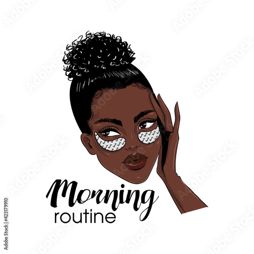 Black skin girl with patches under eyes