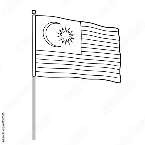 Flag of Malaysia illustration. Contour flag on white background.