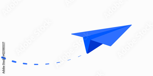 Paper plane with dushed line vector illustration