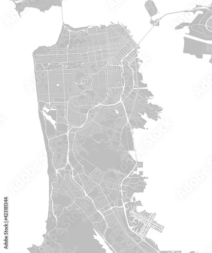 Vector poster map city San Francisco