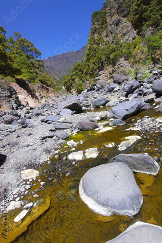 Barranco de las Angustias, Taburiente River, Caldera de Taburiente National Park, Biosphere Reserve, ZEPA, LIC, La Palma, Canary Islands, Spain, Europe photo