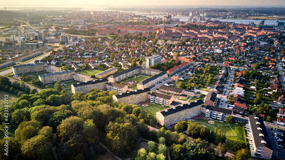 beautiful overview of landscape of danish city