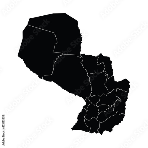 Paraguay country map vector with regional areas