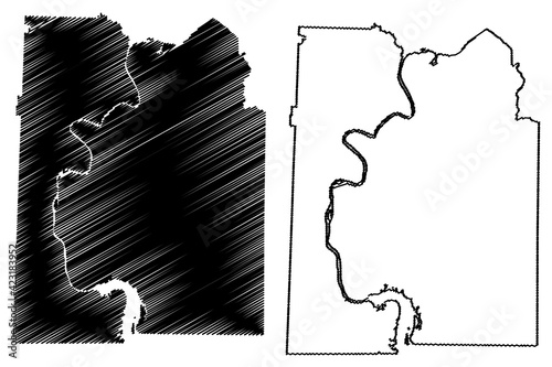 Hardin County, State of Tennessee (U.S. county, United States of America, USA, U.S., US) map vector illustration, scribble sketch Hardin map