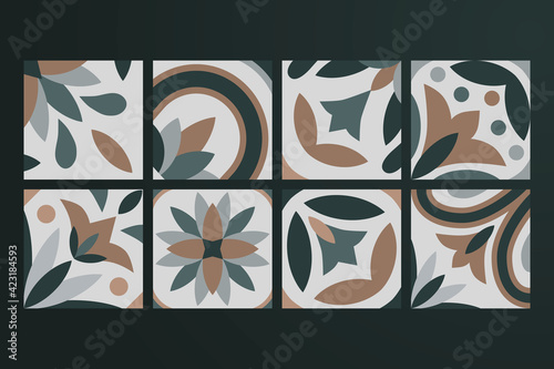 Collection of 8 ceramic tiles, vintage, retro collection