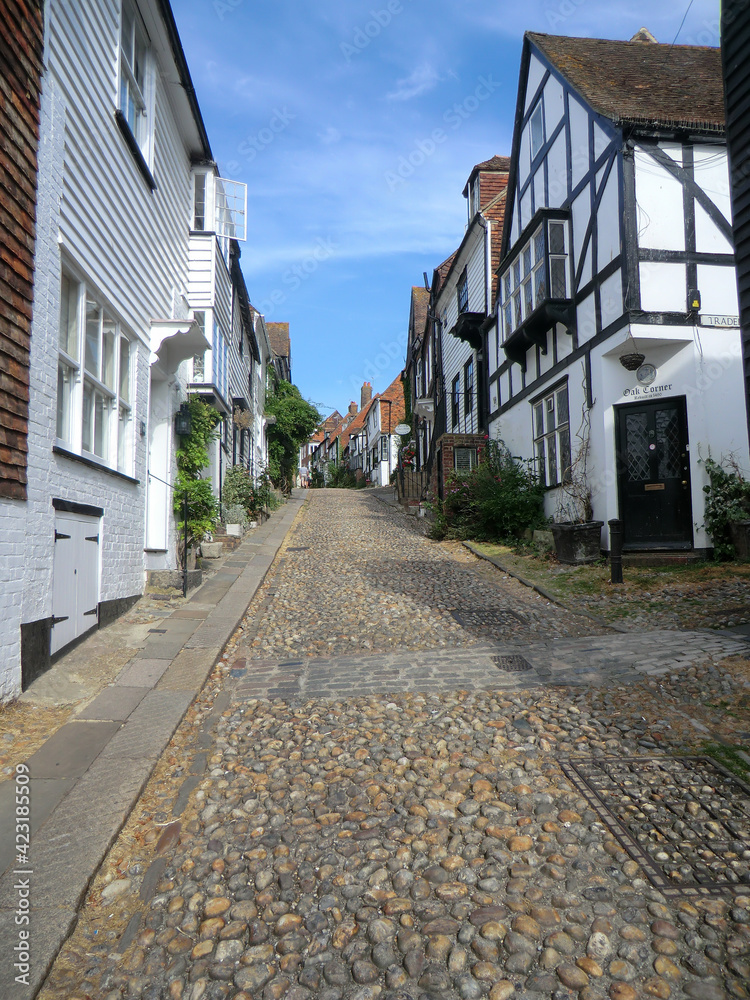Altstadt Rye England Gepflasterte Gasse mit Fachwerkhäusern