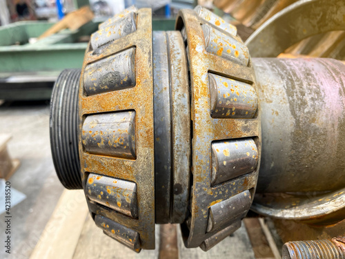 Closeup Tapered roller bearing gearbox was rust and corrosion, Old bearing in petrochemical plant at industrial, Predictive and Preventive maintenance