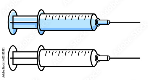 Vaccination theme vector illustration of a syringe isolated over white, epidemic or pandemic coronavirus covid 19 or flu or SARS or any other vaccine, pharmacology concept.