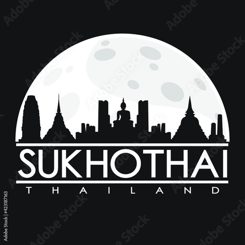 Wallpaper Mural Sukhothai Thailand Asia Flat Icon Skyline Silhouette Design City Vector Art Famous Buildings. Torontodigital.ca