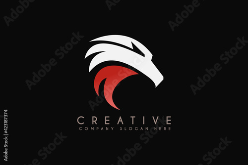 Falcon eagle logo design vector illustration. Falcon eagle icon design. Suitable for business and management logos isolated on black background
