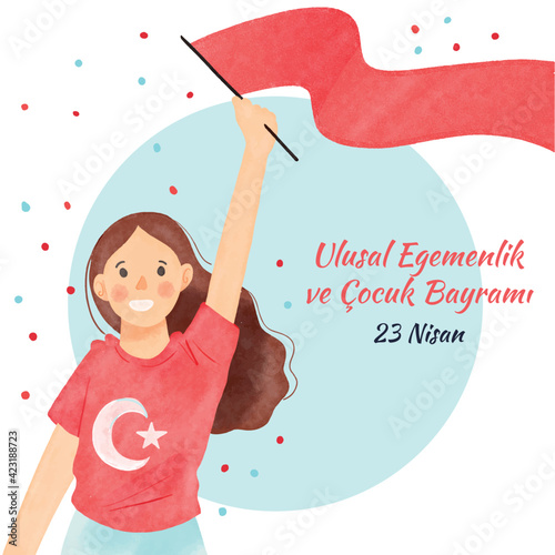 23 Nisan Ulusal Egemenlik ve Cocuk Bayrami. April 23 National Sovereignty and Children's Day. Eps10 vector illustration.