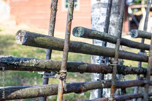 Obraz na plátně Old traditional swedish wooden fence