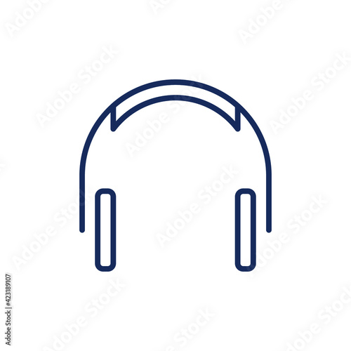 Headphones, earphones flat icon. Headset silhouette, line art icon, music icon pack, multimedia vector illustration icon