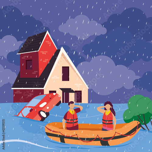 cityscape flood scene