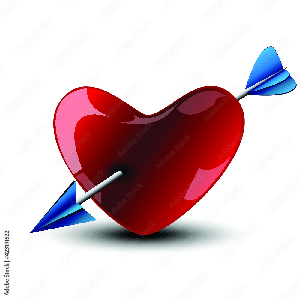 Red heart with arrows isolated on white Red heart with arrows isolated on white