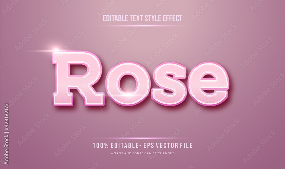 pinky rose feminine theme text style effect. vector editable text effect