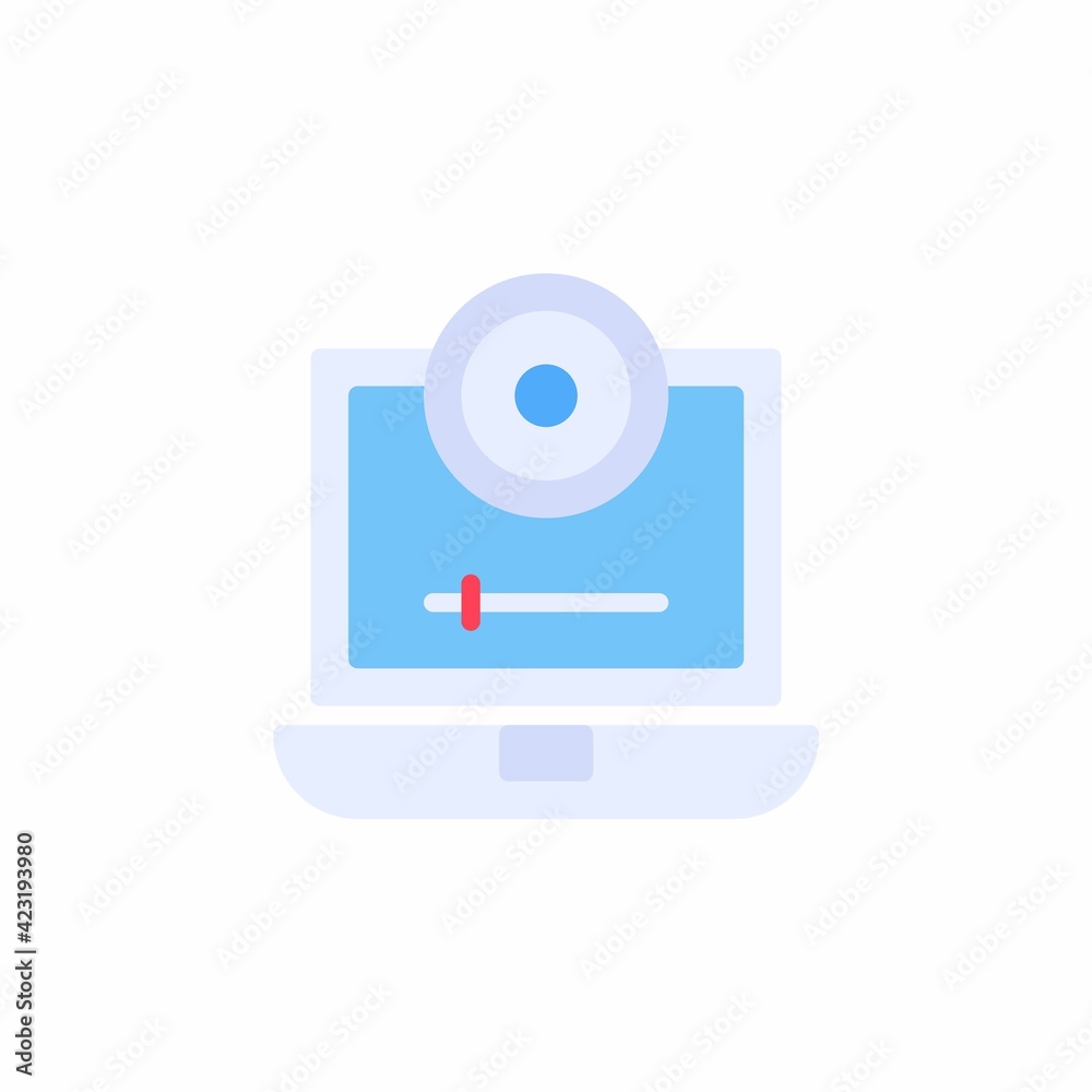 Laptop webcam icon in flat icon style. Vector flat illustration Laptop webcam icon in flat icon style. Vector flat illustration