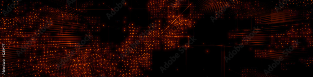 Futuristic, Orange Digital Grid background. Network Tech Wallpaper Banner. 3D Render Futuristic, Orange Digital Grid background. Network Tech Wallpaper Banner. 3D Render