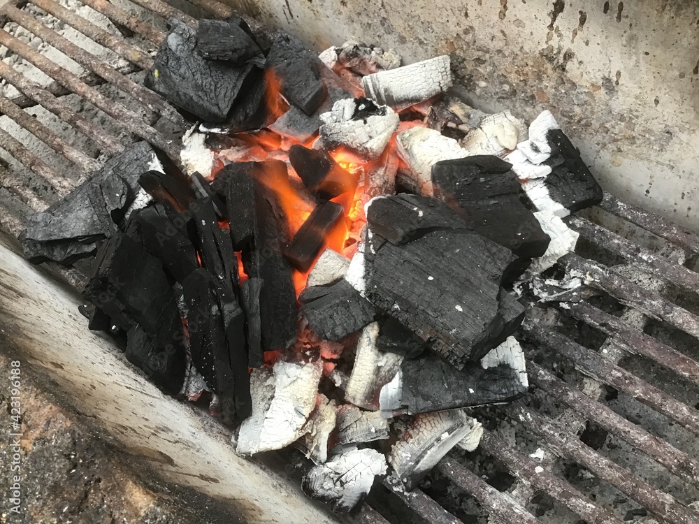 Burning charcoal fire for barbecue Burning charcoal fire for barbecue